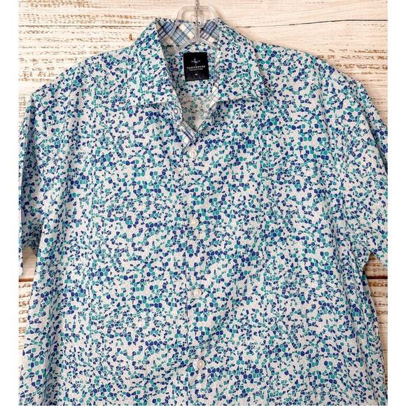 Tailorbyrd Collection Men's Geometric Print Button Down Shirt Blue Size Medium - Picture 2 of 11